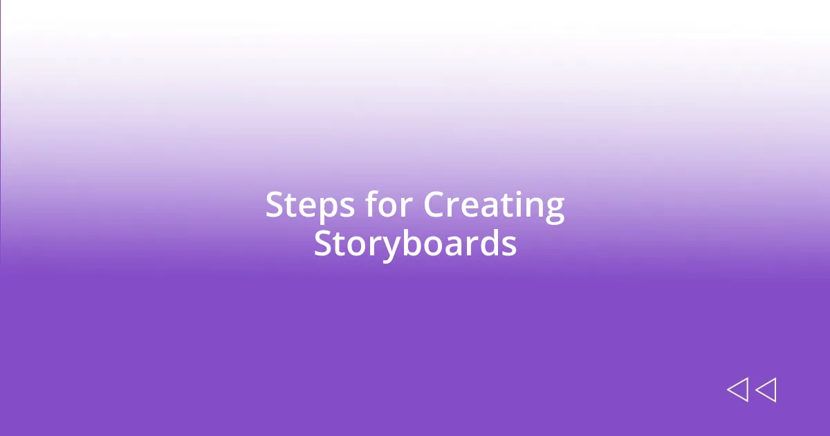 Steps for Creating Storyboards