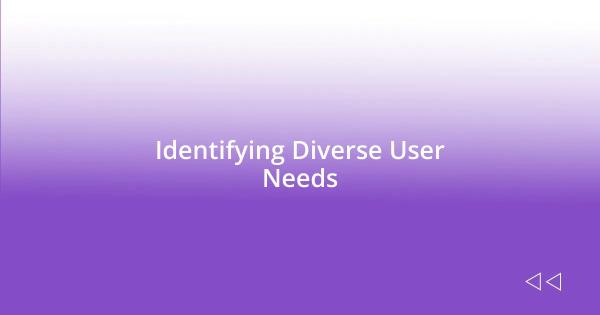 Identifying Diverse User Needs